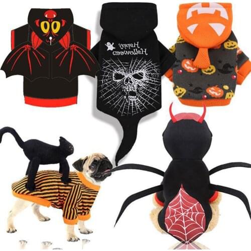 Happy Halloween! Funny Pet Cat Costumes Cartoon Pumpkin Spider Pattern Party Clothes Puppy Dogs Cats Mischievous Cosplay Clothes