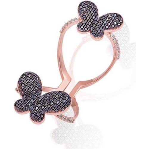 Silver Two Butterfly Lady Ring