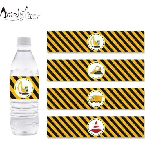 Construction Trucks Water Bottle Wrappers Trucks Water Bottle Labels Kids Birthday Party Decoration Supplies Trucks Baby Shower