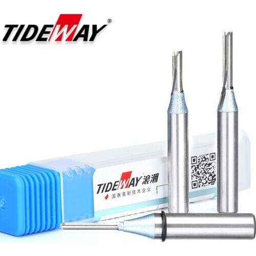 Tideway 1/2 inch Shank TCT Straight Router Bits 2 Flutes Milling Cutter Woodworking Carving Wood Engraving Carbide CNC Bits