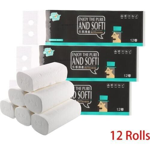 NICEYARD 12 Rolls/Lot 4 Layers Toilet Roll Paper Wood Pulp Home Bath Kitchen Tissue Roll Toilet Paper Coreless Toilet Paper