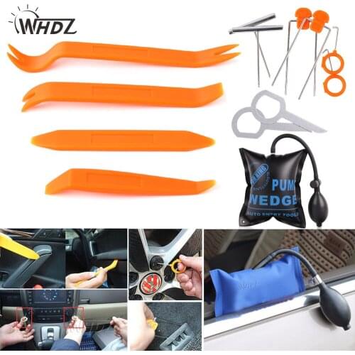 WHDZ 13pc Pump Wedge Universal Open Pry Tools Kit Panel Removal Dash Door Radio Auto Trim Radio Removal Tools Kit