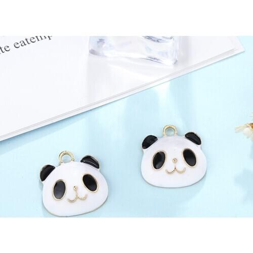 10pcs/pack Cute panda bear oil Enamel Pendant Charms Gold Tone Oil Drop DIY Bracelet Floating Charms