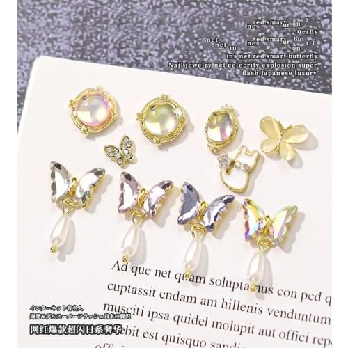 100pcs 3D Butterfly Korea Design Nail Art Decorations Charm Alloy Jewelry Ornaments Japanese Style Manicure Accessories TUJ-3458