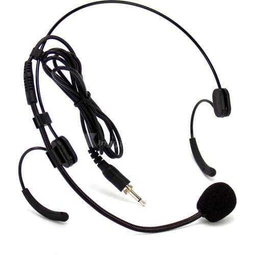 3.5mm Jack Male External Screw Lock Wired Double Earhook Headset Mic Headworn Microphone Mike For Wireless Bodypack Transmitter