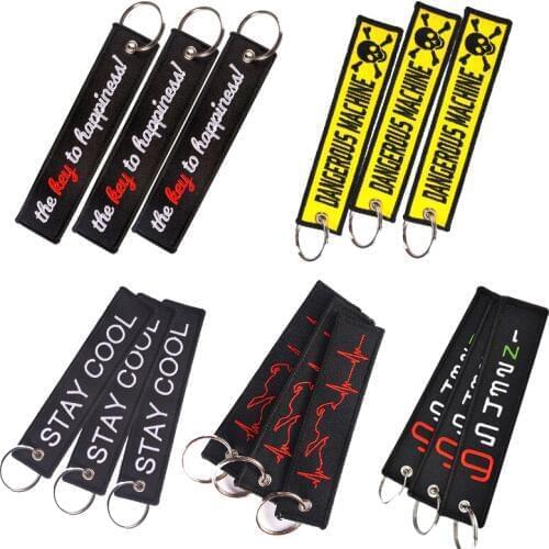 3PCS/LOT Motorcycle Keychain for Car Keys Embroidery Key Chain Tag for Bike Motorcycle Novelty Keychain Key Ring Men Gift