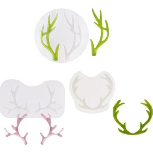 3Pcs Lovely Antlers Necklace Pendant Hairpin Epoxy Resin Silicone Mold Jewelry Earrings Making Tools