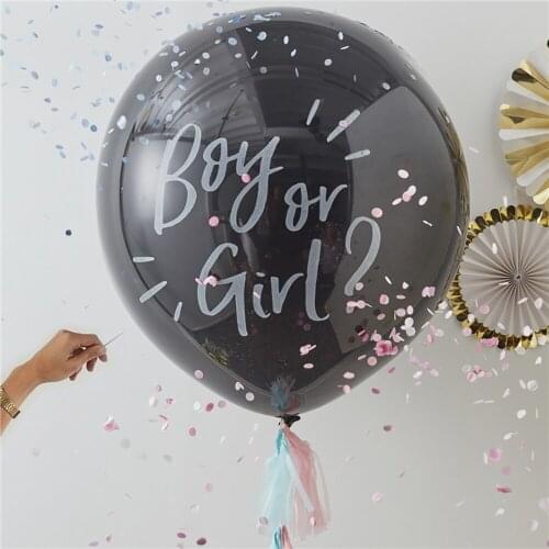 36inch Gender Reveal Balloon Black Latex Confetti Globos Fun Baby Party Decoration He or She Boy Or Girl Baby Shower Supplies