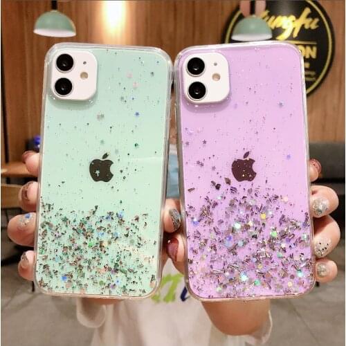 50PCS High Qulity For IPHONE 12 Pro Max Bling Soft TPU Case For IPHONE 11 Pro Max/XR/XS/678 Plus Glittering Smooth Case