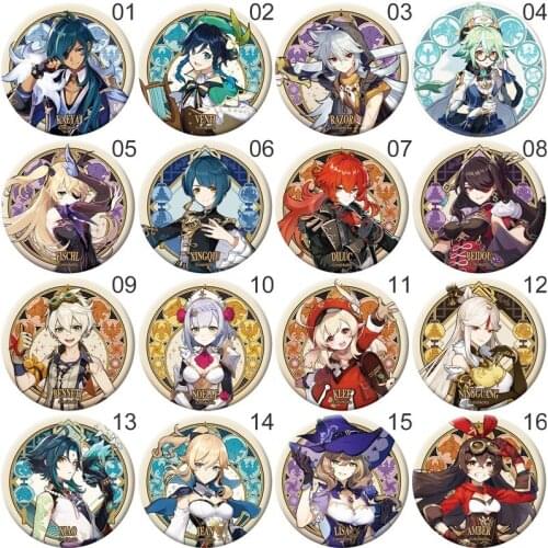 58mm Online Game Genshin Impact Brooch Pin Cosplay Badge Accessories for Clothes Backpack Decoration Gift