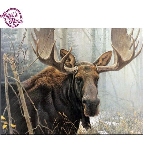 5D Diamond Painting Cross Stitch Square Stone Needlework DIY Diamond Embroidery Crystals Bull Moose Mosaic Kits Home Decoration