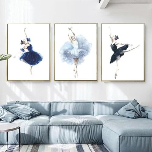 Watercolor Abstract Dancing Girl Canvas Painting Elegant Ballet Wall Art Posters And Prints Nordic Minimalism Home Decor
