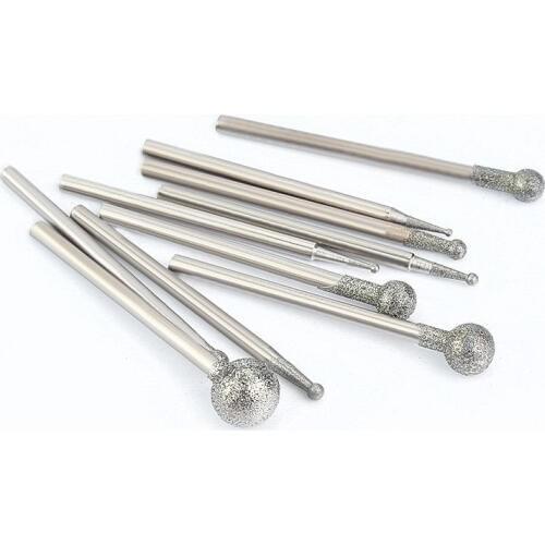 New 10pcs/lot 2.35 Shank Round Ball Diamond Burrs Bits Dremel Burr Rotary Tool Grinding Head Engraving Etching Abrasive Tool