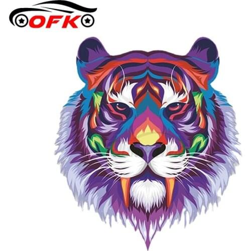 Car Stickers Decor Motorcycle Decals Rainbow Tiger Decorative Accessories Creative Sunscreen Waterproof PVC,13cm*13cm