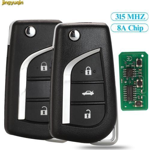 Jingyuqin Remote Flip Folding Car Key Control 315Mhz 8A For TOYOTA Corolla RAV4 Levin Camry Reiz Highlander 2/3 Button