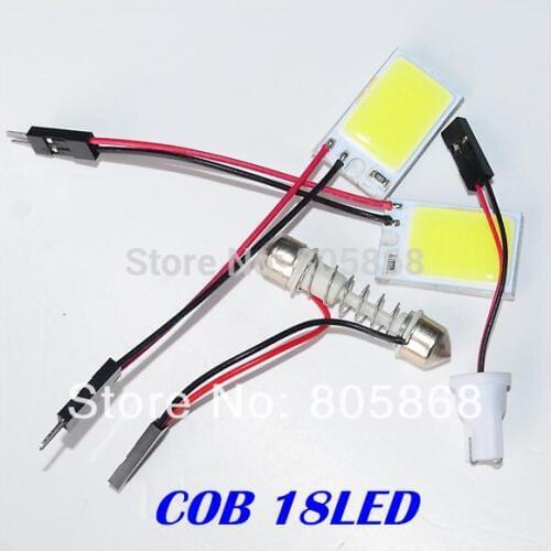 Free Shipping Wholesale 2x 3w Cob Chip Led panel light 18Smd Car Interior Light T10 Festoon Dome Adapter 12v led Panel light