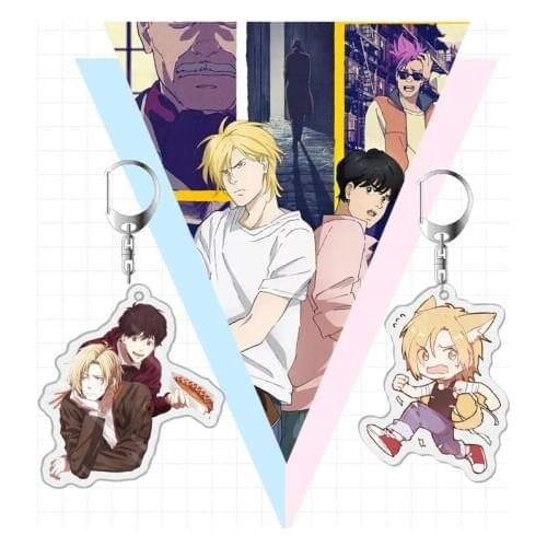 Japan Anime Keychain Banana Fish Ash Lynx Okumura Eiji Cosplay Double Side Acrylic Key Chain Ring Phone Charm Pendant Keyring