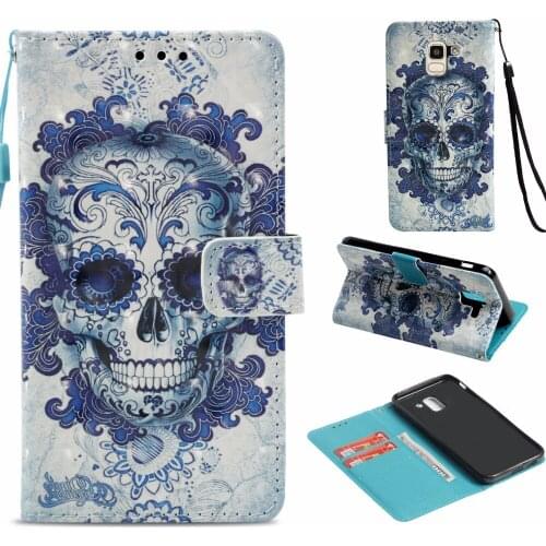 Flip Wallet PU Leather Case Cover Stand Card Holder Pattern For Samsung Galaxy J6 2018 EU Walle Case Flip Stand Magetic Cover