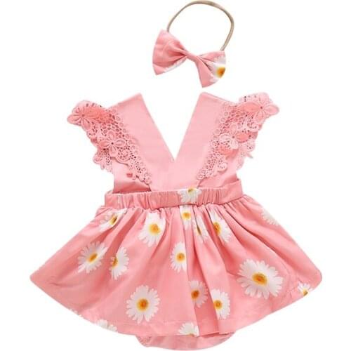 Baby Dress 2021 Bowknot Flower Dresses Lace Pageant Party Wedding Flower Girl Gown