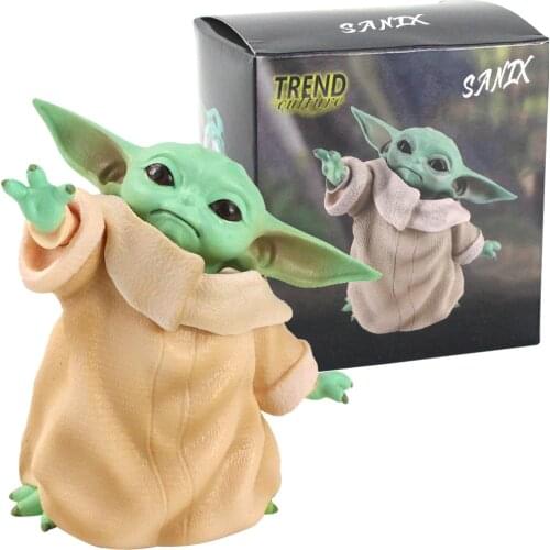 8cm Disney Star Wars Mandalorian Yoda Baby PVC Action Figure Model Toy Car Decoration Doll Christmas Gift