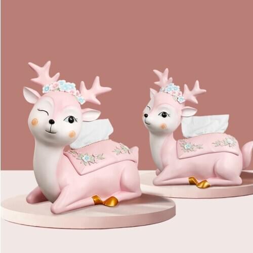 European Animal Storage Tissue Canister Paper Box Living Room Decoration Resin Deer Dog Cartoon Cute Seat Type Tissue Box Holder