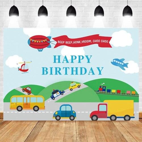 Yeele Kid Baby Shower Happy Birthday Party Background Photography Car Balloon Cloud Aircraft Backdrop Photocall For Photo Studio