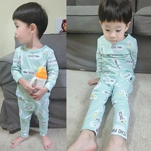 Kids Tales Baby Clothes 2pcs/set Kids Pajamas sets 5 color penguin Boys girl Suit T-shirt + pants sets 2-5T sleepwear set
