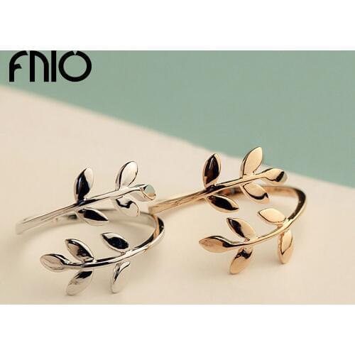 FNIO Fashion simple Olive Tree Branch Leaves Open Ring for Women Girl Wedding Rings Adjustable Knuckle Finger Jewelry Xmas
