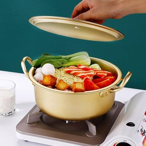 Korean instant noodle pot, small boiling pot, double ear soup pot, household gas instant noodle pot, noodle pot, yellow aluminum