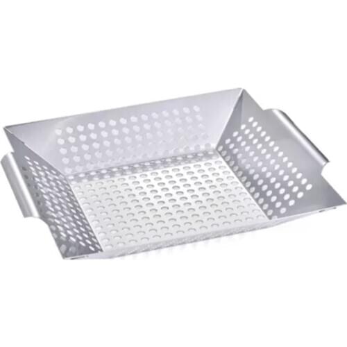 ELOS-Vegetable Grill Basket - Large Heavy Duty BBQ Grilling Wok Non stick Cooking Baskets Accessories