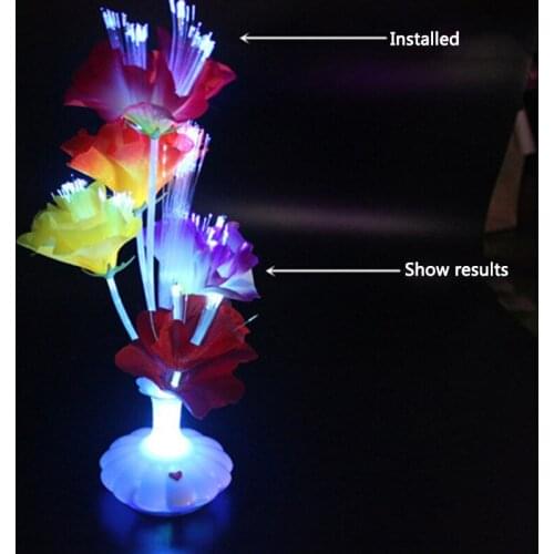 Creative Gift LED Fiber Optic Flower Automatic Color Changing Flash Flower Colorful Home Supplies Decorative Flower