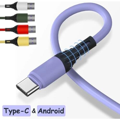 Micro USB Type C Cable for XiaoMi red mi note 9 5A Fast Charging Liquid Silicone Mobile Phone Data Cable for Samsung Huawei LG