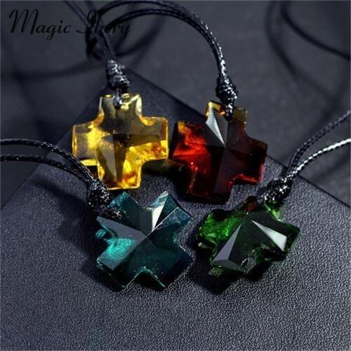 Miss Lady High Quality Crystal Cross Necklace Pendant Personality Wax Rope Jewelry For Women Men YT-N3324
