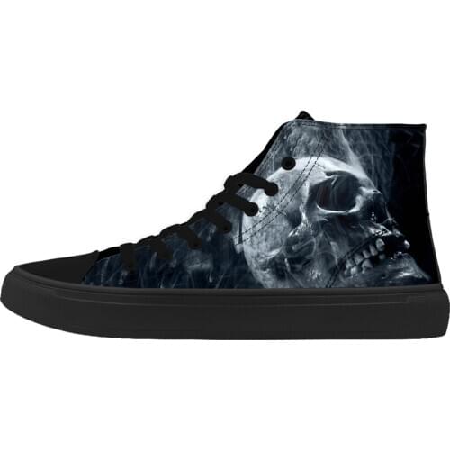 2019 New Style Mens Skull Shoes High Top Canvas Shoes for Man Unique Custom Print Design Male Fashion Sneakers Casual Shoes
