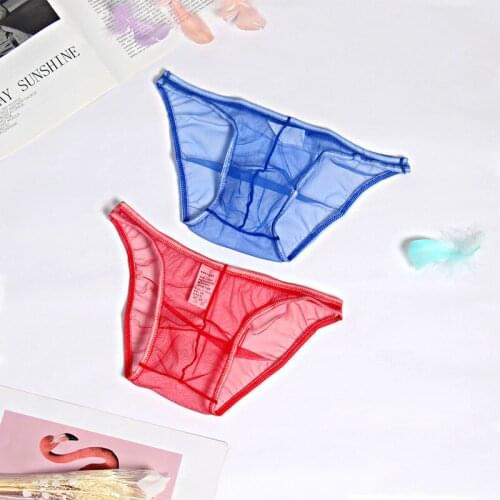 Men BriefsTransparent Mesh Men Gay Addicted Underwear Gay Bikini Briefs for Men Push Up Penis Man Ice Silk Low Waist Briefs