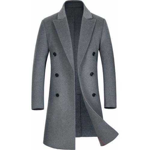 Shanghai Story Autumn Winter New Long Men Coat Excellent Quality Elegant Double Breasted Long Trench Coat 3 Color