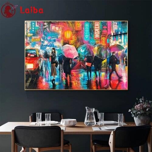 DIY Diamond Painting colorful Under the night Tokyo street Full Square Diamond Embroidery Cross Stitch sets Mosaic Handmade Gift
