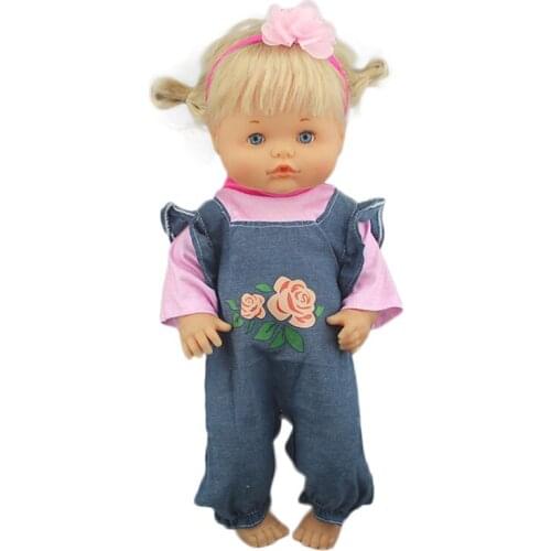 New lovely Dress Clothes Fit 40cm 41cm Doll Nenuco Ropa y su Hermanita Purple Long Sleeves T-shirt Purple Dots Pants With Hat