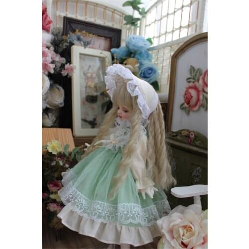 BJD Doll clothes Fits to 1/3 1/4 1/6 Blythes Size Pale green gauze skirt garden simple suit doll accessories (Skirt + Tiara)