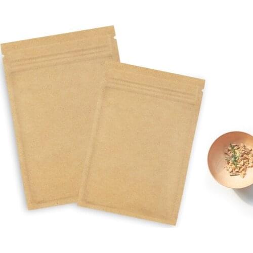 1000Pcs/Lot Kraft Paper Flat Bag Zipper Pouches Coffee Tea Powder Packing Bag Aluminum Foil Bag for Candy Snack Nut Dry Food