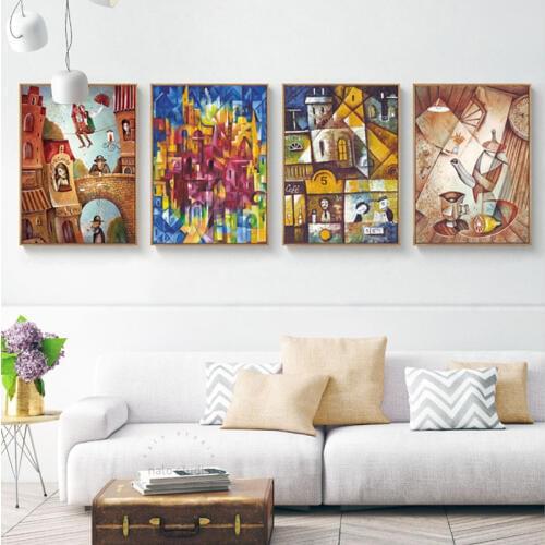 Fantasy City Posters Prints Abstract Fairy Dream Star Wall Art Pictures Retro Room Home Decor Canvas Painting/kids bedroom decor