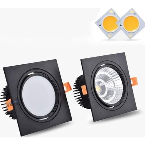 FREE Dimmable LED COB Spotlight Ceiling lamp 9W 12W 15W Aluminum recessed downlights square