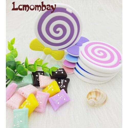 Lcmombay 5pcs Lollipops Silicone Baby Teethers BPA Free DIY Necklace Pendant Teething Beads Food Grade Baby Toys Oral Care