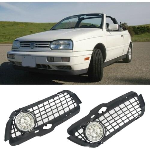 Liplasting Left&Right Car Fog Light Assembly w/ Bumper Grille Running Driving Headlight for 1992-1998 VW Jetta Golf MK3
