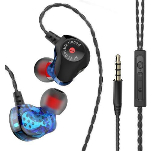 Wired Music Stereo Sport Handsfree Earphone Four Kernel Double Action Circle Headset With Mic For Xiaomi Huawei Samsung eh
