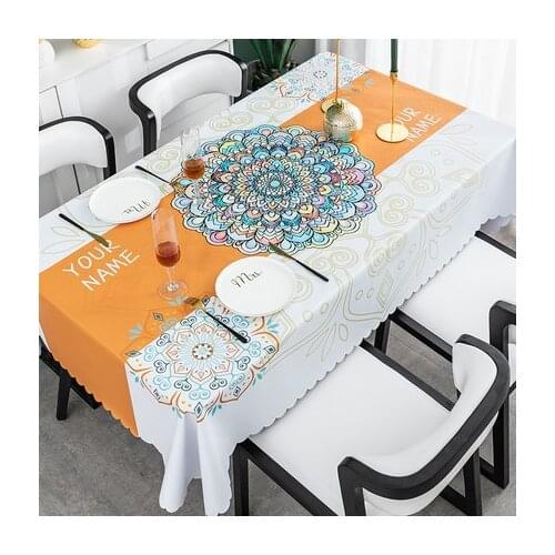 Hot Sale Sagging Style PVC And Polyester Table Cloth Water And Oil Proof Rectangular Table Mat For Nordic Home Kitchen Table