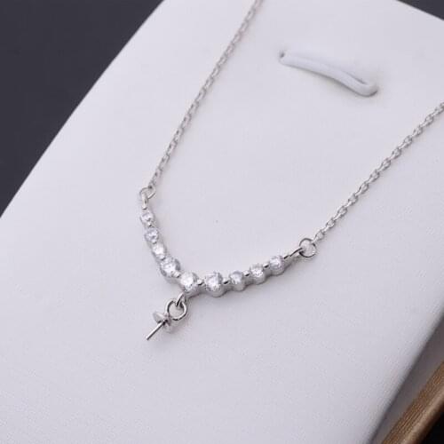 QIAOBEIGE DIY accessories S925 sterling silver pearl pendant empty support necklace accessories semi-finished necklace