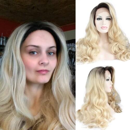 Middle Deep Part Synthetic Lace Front Wig Long Cosplay Daily Use Curly Blonde Brown Hair Frontal Glueless Wigs for Black Women