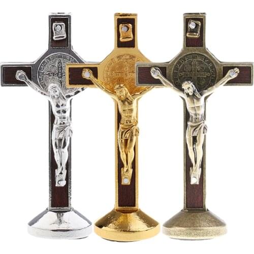 Crucifix Jesus Christ Cross Statue Figurine for Car Home Chapel Decor Figurines Decoration Crafts Miniatures