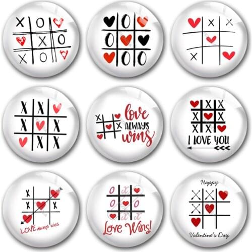 Handmade Valentines Day Heart Love Arrow Round Photo Glass Cabochons Demo Flat Back DIY Jewelry Making Findings Accessory